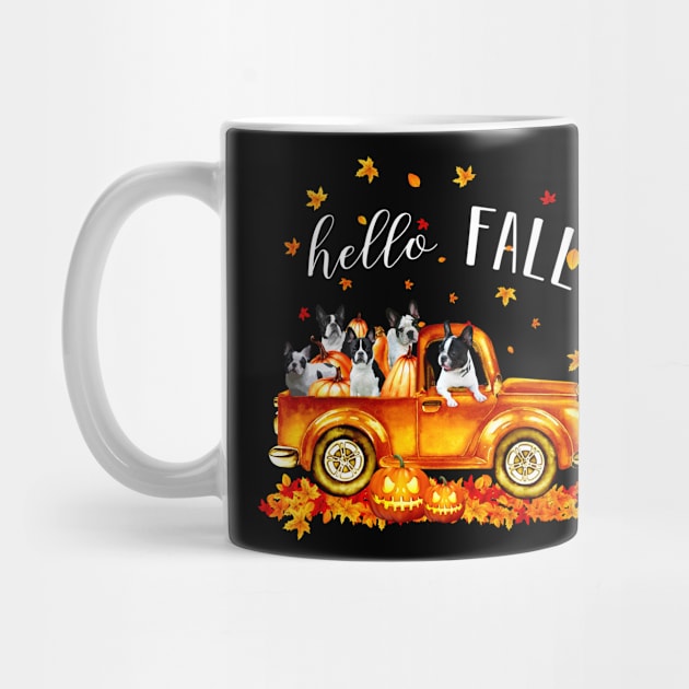 Frenchie Hello Fall - Frenchie In Car Pumpkin Halloween T-shirt Frenchie Autunm Gift by kimmygoderteart